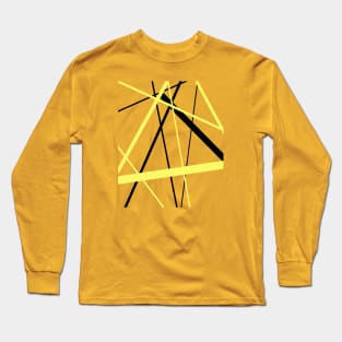 Criss Crossed Lemon Yellow and Black Stripes Long Sleeve T-Shirt